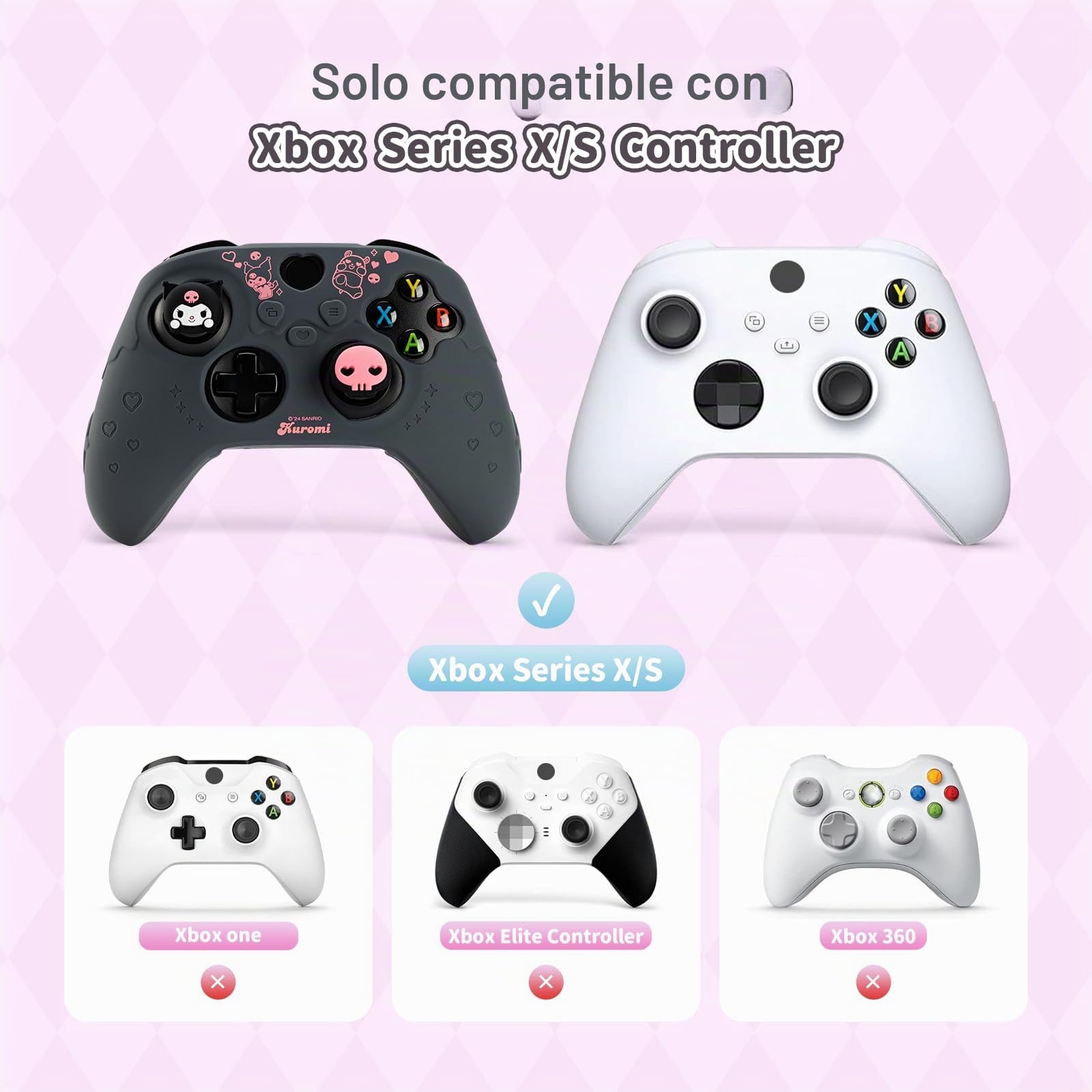 Kuitmor KLM - Funda protectora antideslizante de silicona suave compatible con mando Xbox con 2 tapas de agarre para el pulgar
