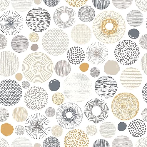 Papel tapiz de 18 x 236 pulgadas, diseño geométrico bohemio de círculo, fácil de despegar, papel de contacto de vinilo vintage, autoadhesivo,