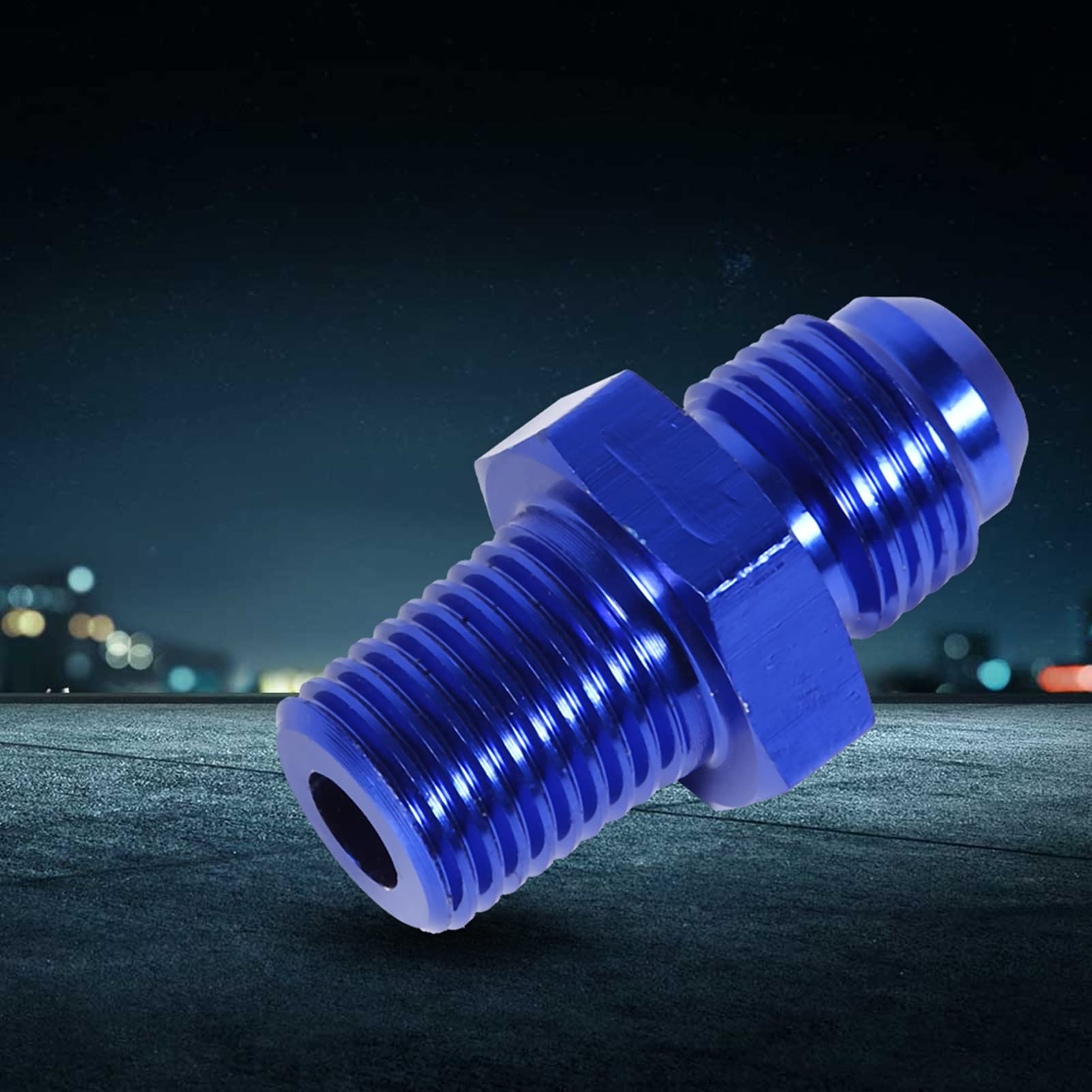Adaptador de Montaje, Aluminio AN6 a NPT Accesorios de Combustible de 1/4 Adaptador Recto Accesorio Universal para Automóvil Azul