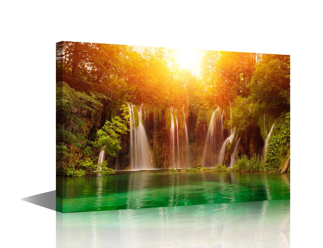 TISHIRON 1 Panel Canvas Wall Art Scenery Prints Painting for Living Room Bedroom Decor Waterfall in the Park Landscape Pictures Stretched by Wooden Frame Ready to Hang 60x90 cm