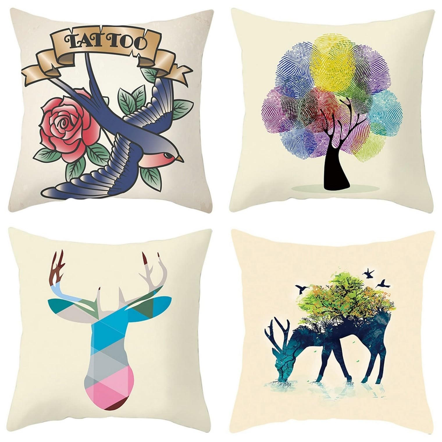Taie d'oreiller anti acarien lot de 4 housses de coussin salon