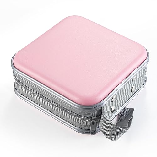 Miniatura 33 de Funda para DVD/CD, soporte portátil de capacidad para 48 - Organizador de cartera de almacenamiento de plástico duro para automóvil (morado)