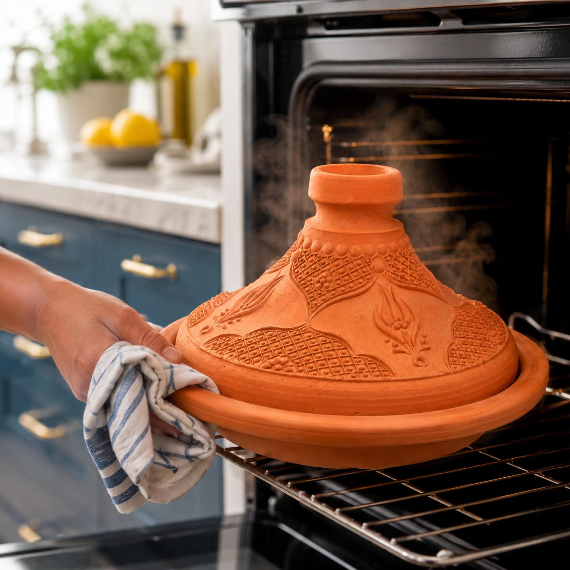 Tajine Schmortopf aus Ton, Granada Tontopf 29 cm, 3-5 Personen