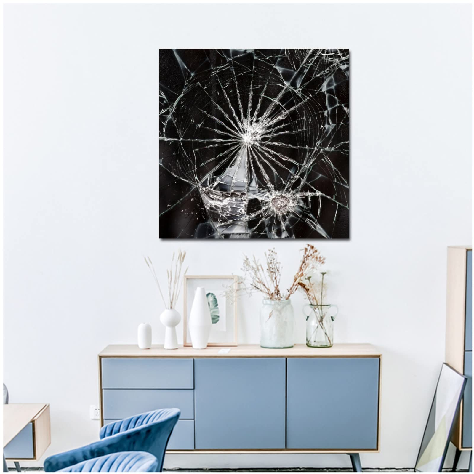 Amazon.co.jp: アートパネル 装飾画 面白い 割れたガラス スクリーン