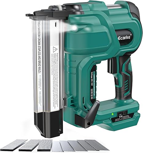 Miniatura 13 de Ecarke Clavadora inalámbrica 2 en 1 compatible con batería Makita de 18 V, pistola de clavos de calibre 18 de 5/8 a 1-1/4 pulgadas con 2000 nials
