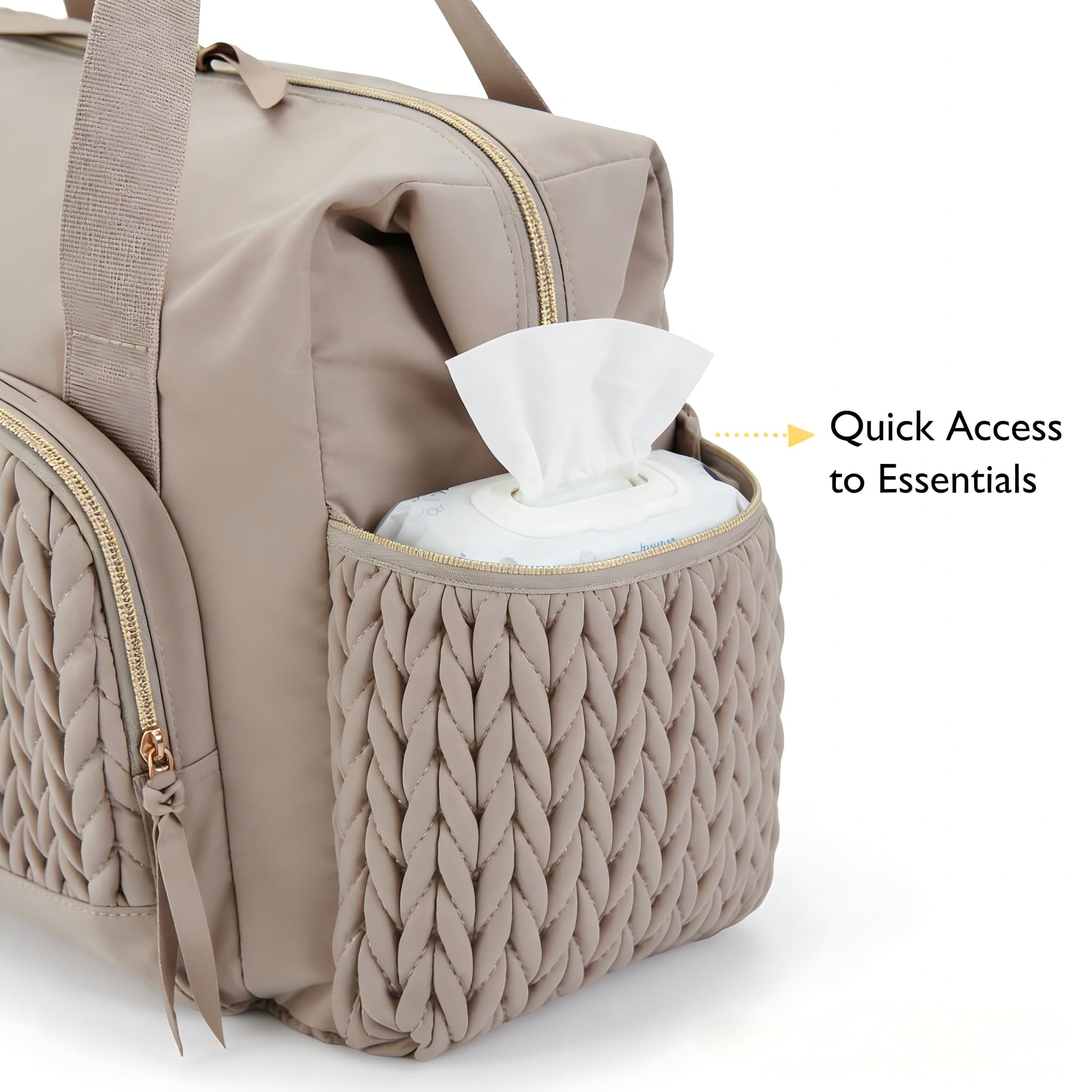 Grand sac à langer multifonction pour maman avec étui à tétine, imperméable, grande capacité pour couches et bouteilles, parfait pour les voyages, la plage et les déplacements
