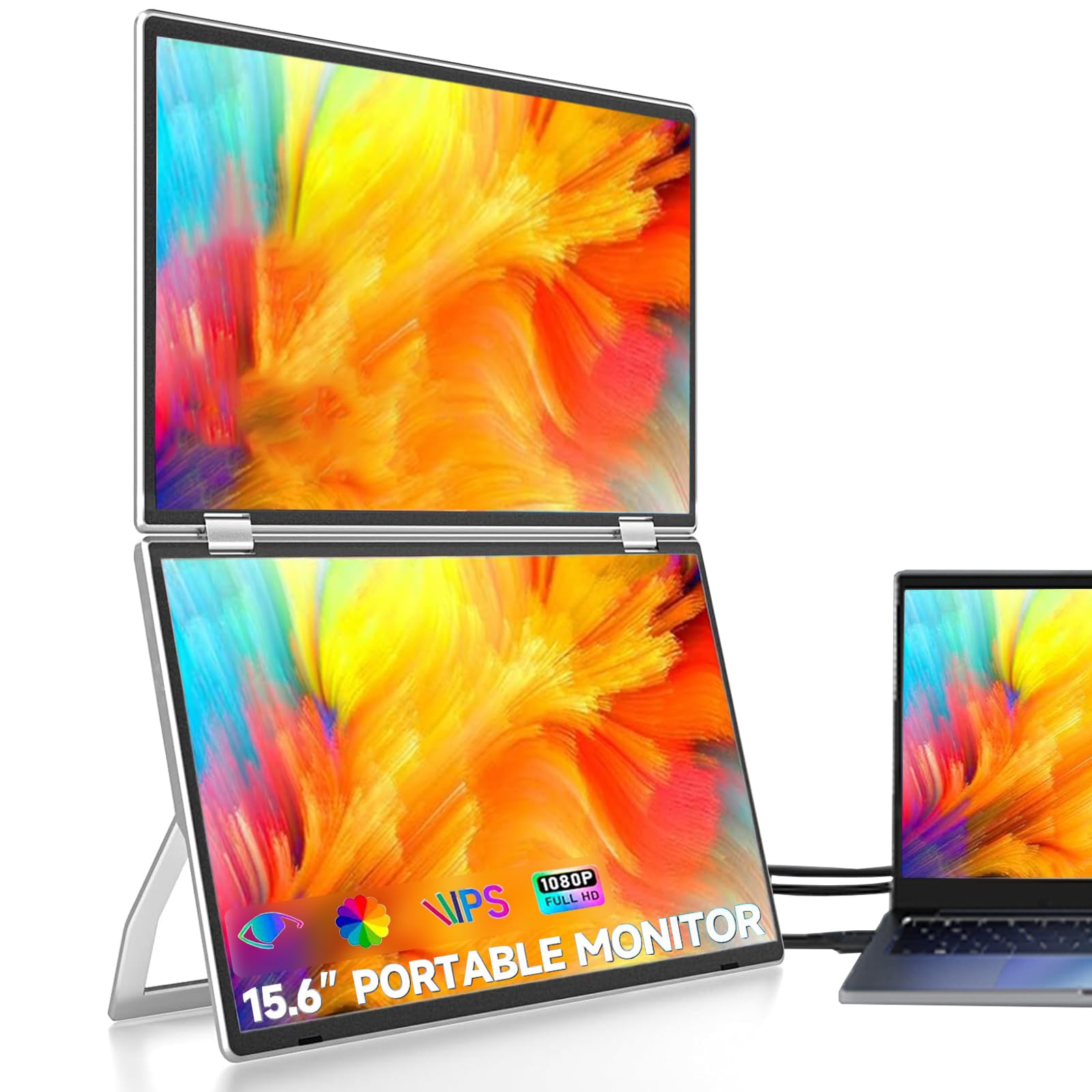 OFIYAA 15.6”モバイルモニター 2画面 トリプルポータブルモニタ  