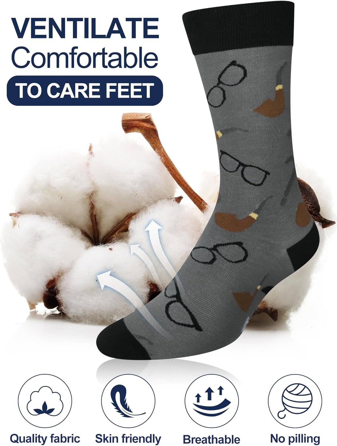 6 Pairs Grandpa Gifts from Grandkids Novelty Grandpa Cotton Crew Socks Funny Grandfather Gifts for Men Father's Day Birthday Gift - Image 4