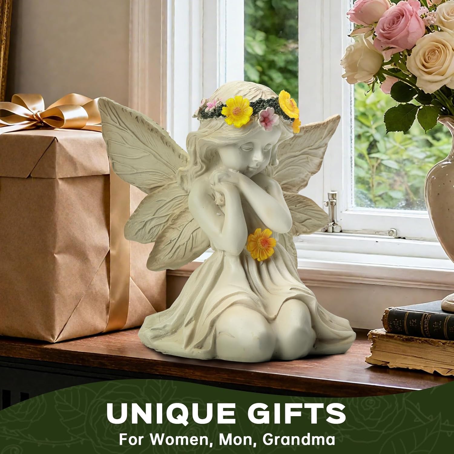 Solar Angel Garden Statue Outdoor Grave Decor, Angel Figurines with LED Light for Cemetery Decorations, Valentine's Day Gift for Patio, Balcony, Lawn, Unique House Warming Gifts for Women, Mom - Image 5