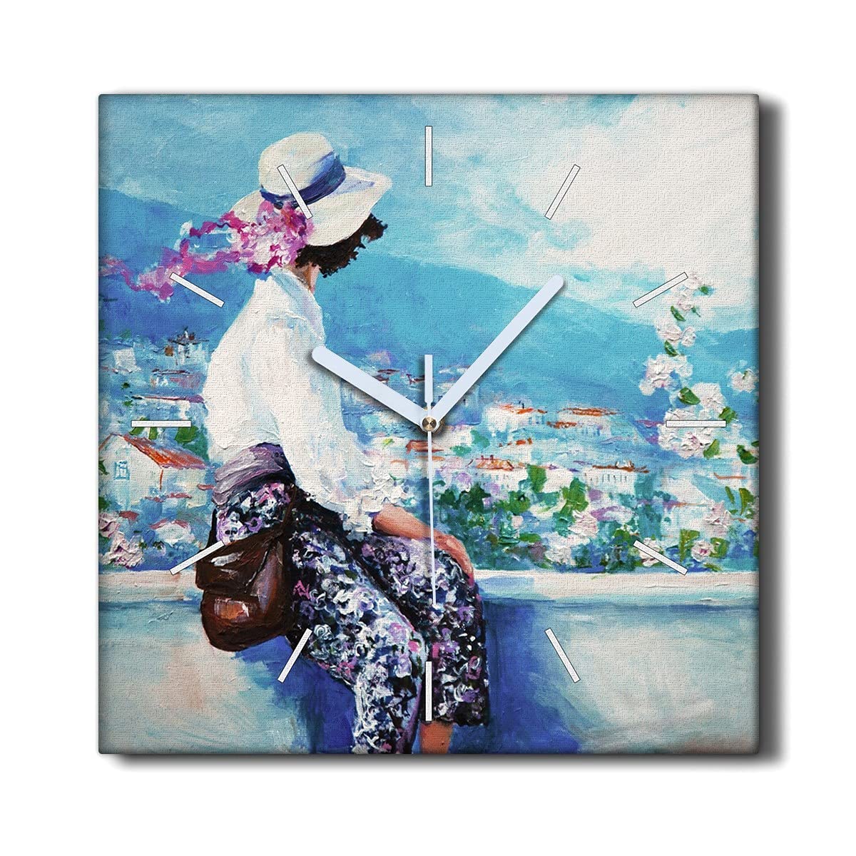 Horloge Murale Toile silencieuse Coloray 30x30cm décoratif pour un salon design et zen