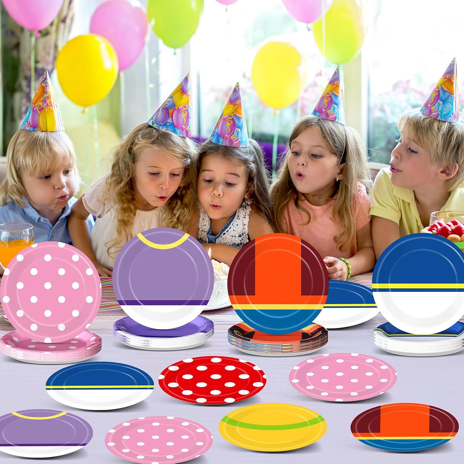 48 PCS Red Mouse Party Paper Plates Cartoon Mouse Theme Party Supplies 7 In Red Polka Dot Dessert Plates Mouses Color Disposable Tableware Set for Kids Birthday Cartoon Theme Parties Decorations