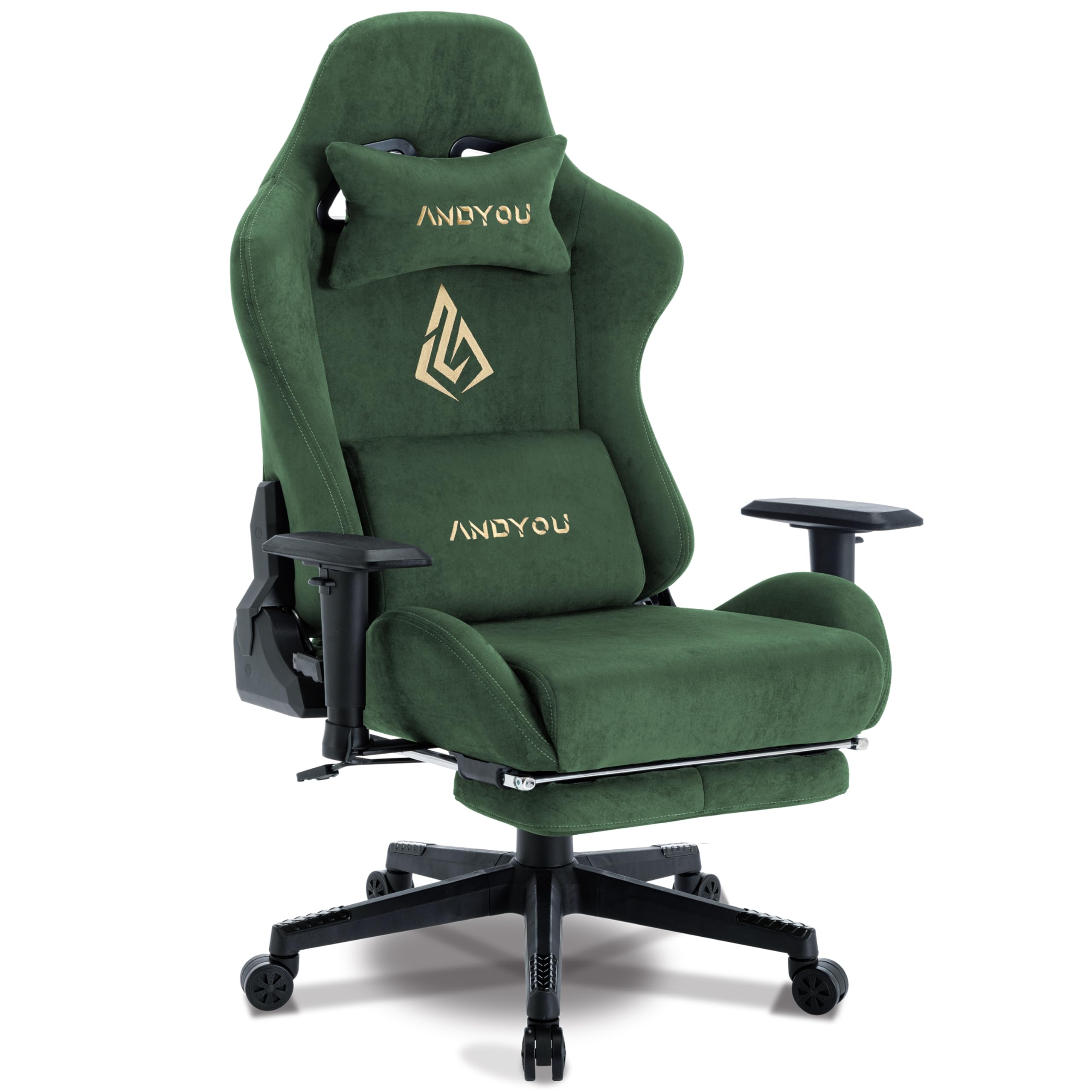 Andyou Silla Gaming Ergonómica | Reclinable 150° con Reposabrazos 2D Ajustables, Soporte Lumbar y Cervical, Capacidad 200 kg, Ruedas Silenciosas
