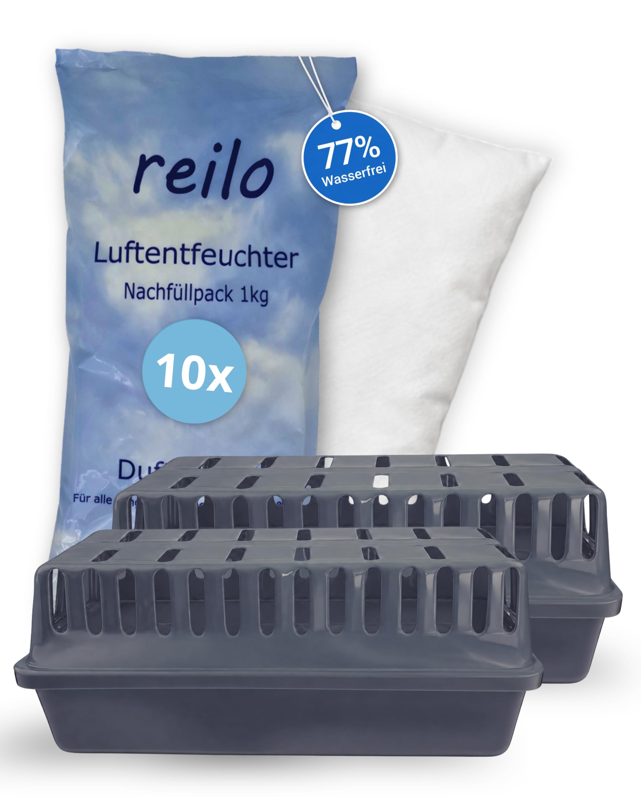 Luftentfeuchter Set, 2x XXL Box + 10x 1kg Granulat