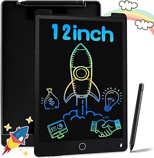 Richgv Tableta Escritura LCD,12 Pulgadas Tableta de Dibujo LCD Pizarra Digital Pizarra Electrónica eWriters Adecuada para Oficina, Escuela para recordatorios y Dibujos (Negro)