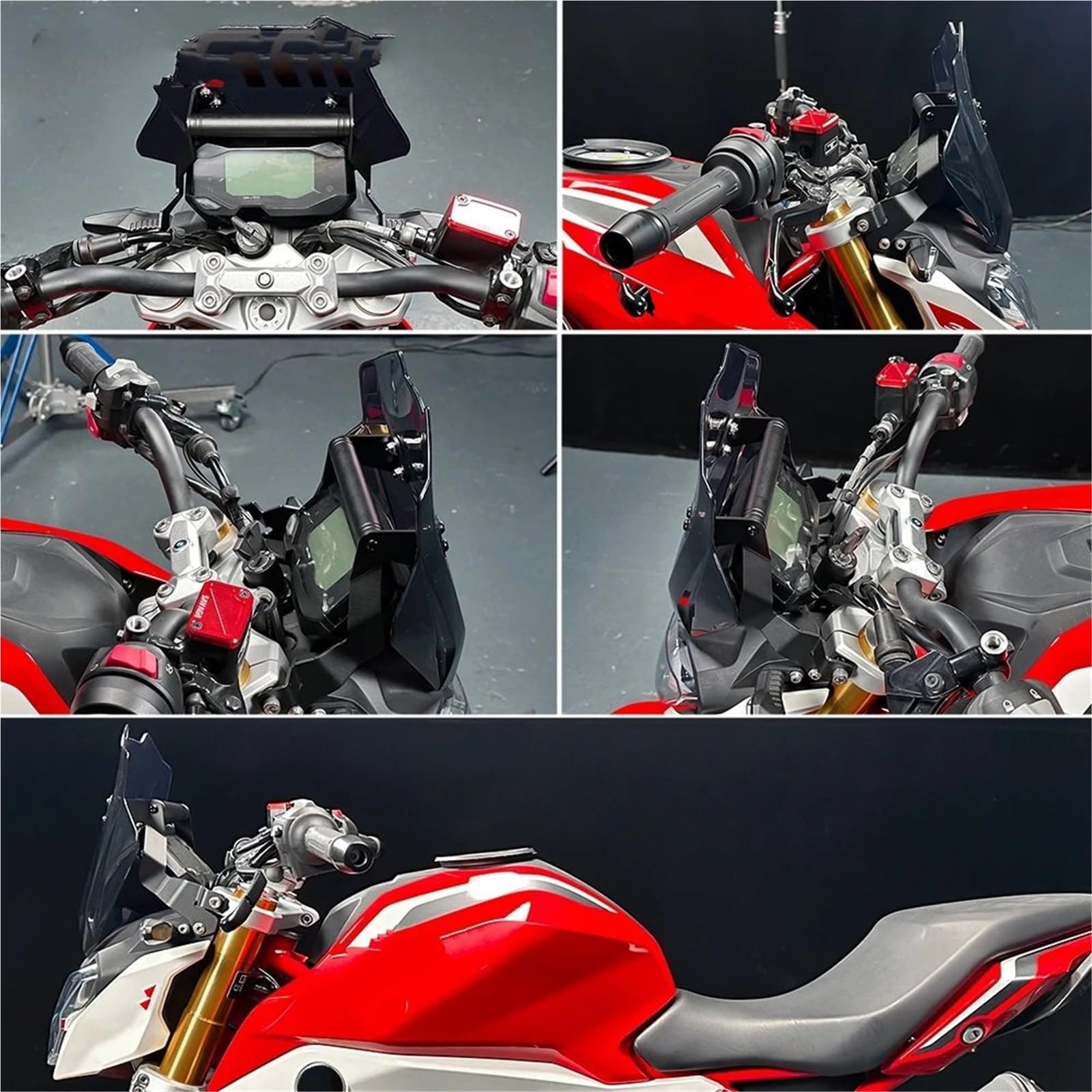 deflektory szyb przednich Pasuje do BMW G310R 2017-2025 Szyba przednia motocykla z nawigacją GPS Uchwyt na telefon Uchwyt wiatrowy