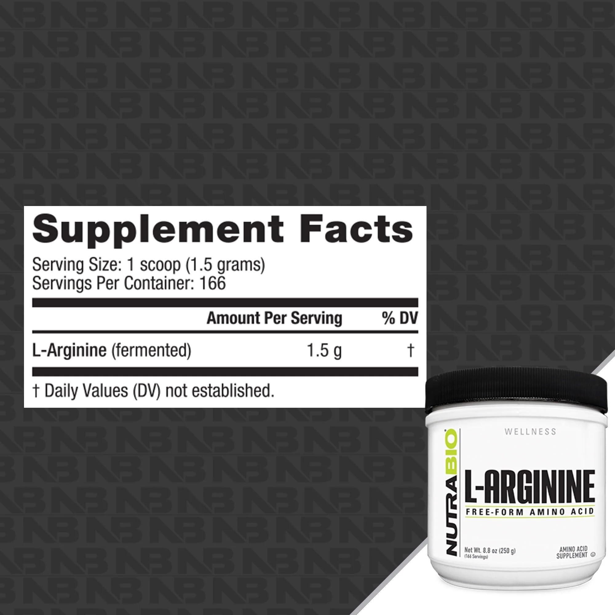 NutraBio L-Arginine Supplement, 750mg Nitric Oxide Precursor, Supports Blood Flow, Vascular Health, and Muscle Growth, 250g — Amazon image 2