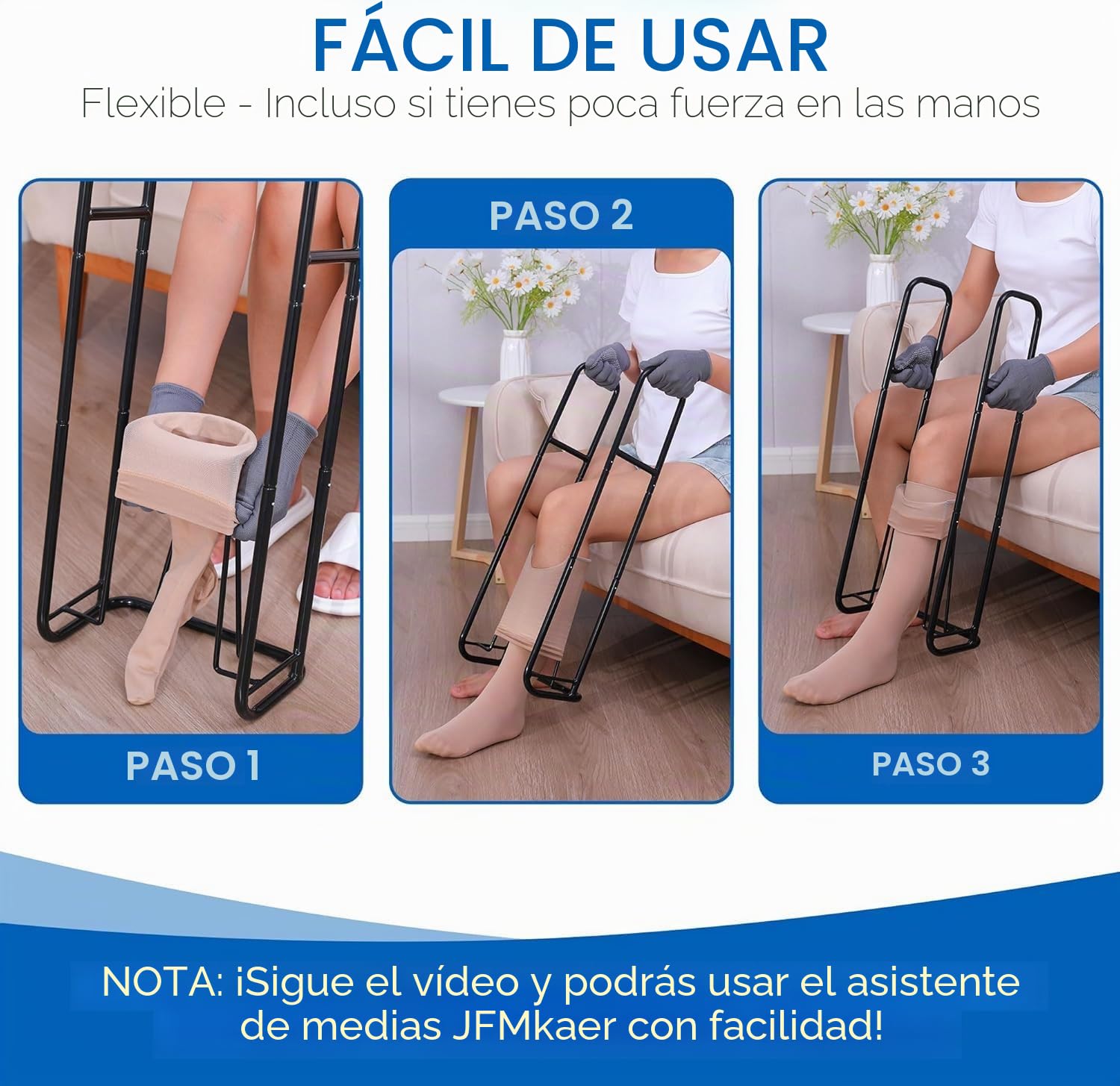 Calcetines de compresión extragrandes mejorados para medias de compresión, ayudante para ponerse calcetines, color negro