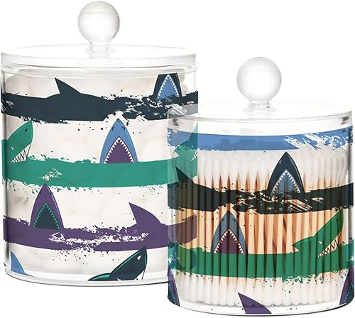 Miniatura 2 de Shark Jars with Lids Containers Jar Bathroom Storage Containers Canisters Cotton Ball Holder for Dorm Room Essentials for College Students Girls