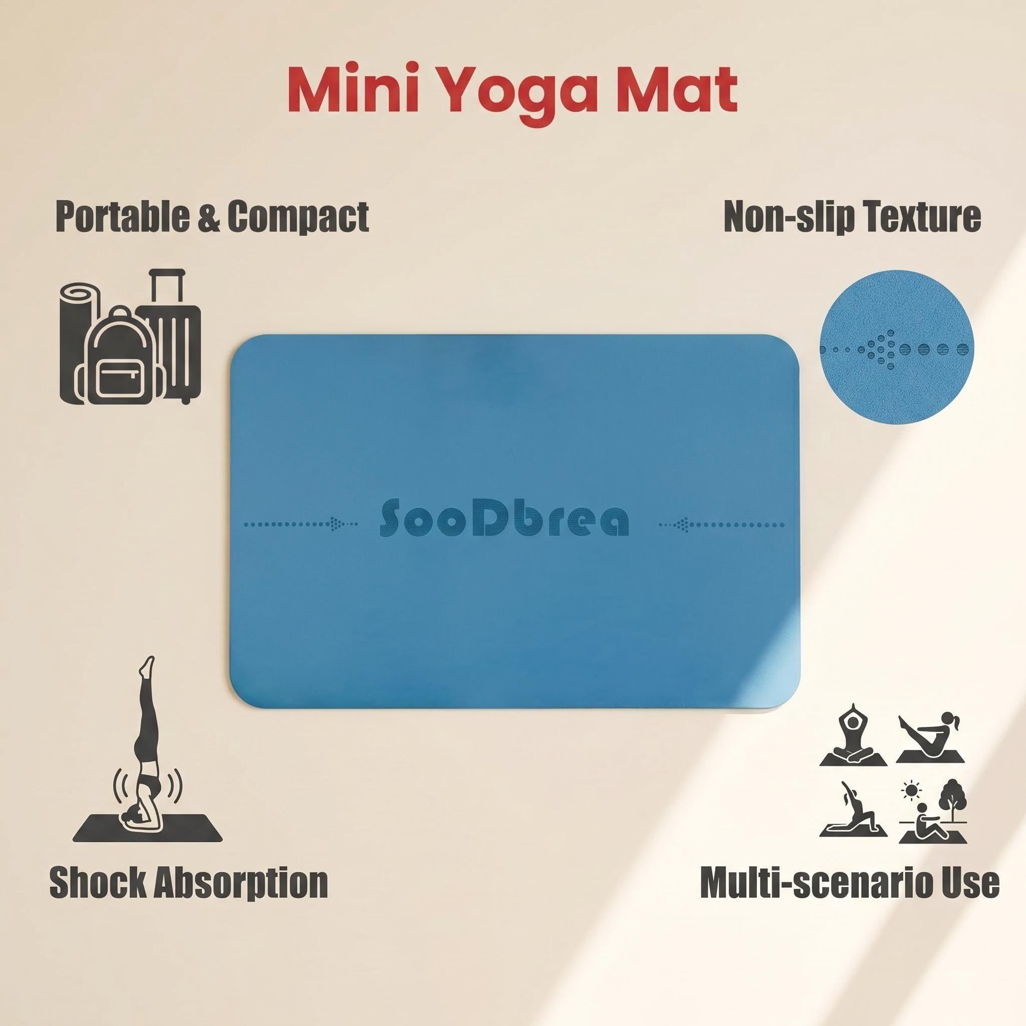 Mini tappetino da yoga, impugnatura simile a guerriero, antiscivolo, sistema di allineamento, testa, ginocchio e gomito, tappetino da meditazione, cuscinetto per ruota addominale, portatile