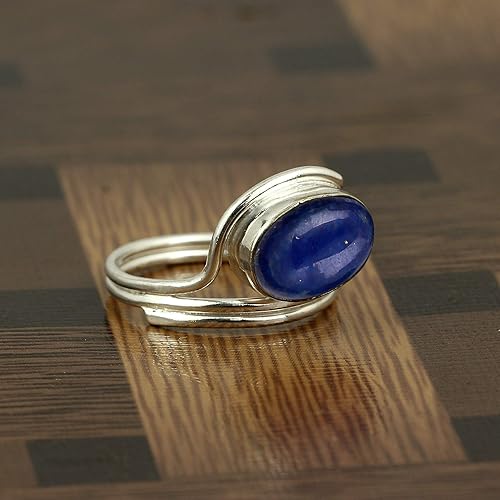 Miniatura 3 de 5.78 quilates de estilo nativo americano ovalado con piedras preciosas naturales hechas a mano para mujeres, anillo de piedra natal hecho a mano,