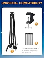 Vista 6 de Brazo de Micrófono QuadCast, Brazo para Micrófono para Blue Yeti, HyperX QuadCast, SoloCast, Fifine AM8 y la mayoría de Micrófonos, Soporte