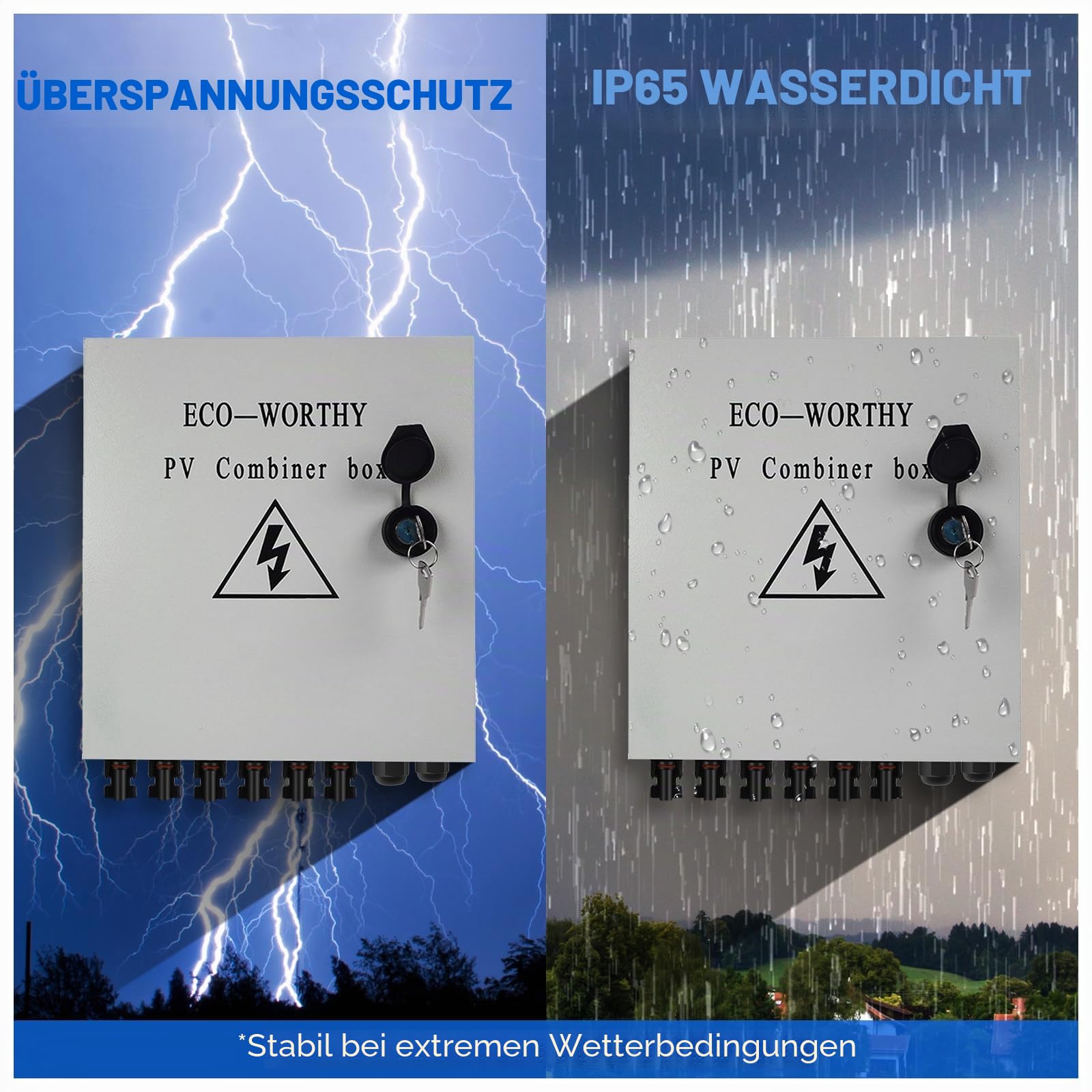 ECO-WORTHY 6-Saitige PV-Kombinationsbox & 63 A Leitungsschutzschalter für Solarpanel-Gitter und Netzunabhängiges Solarstromsystem