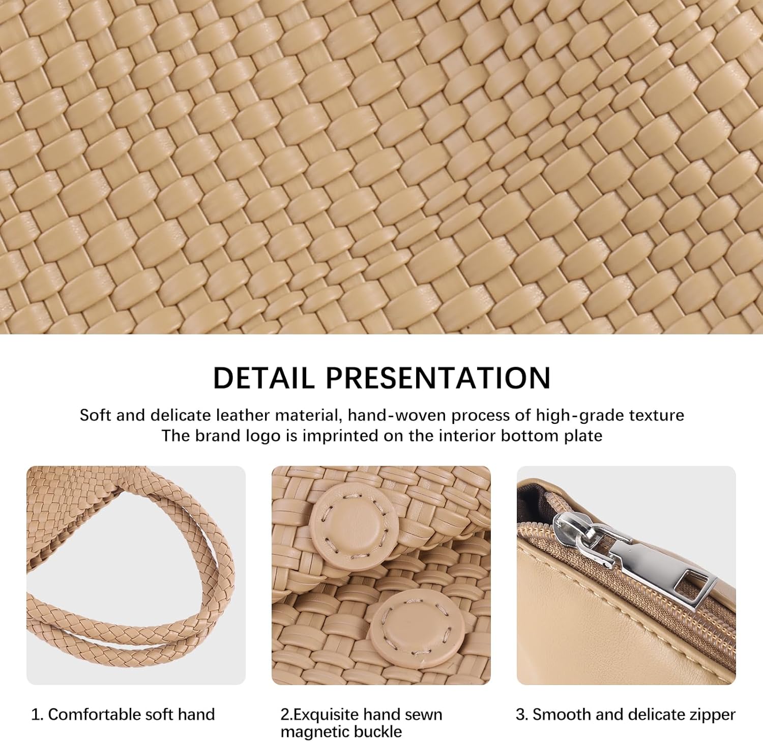 Woven Tote Bag Womens Purse Vegan Leather Shoulder Handbags Fashion Summer Beach Tote Bags Large Travel Totes - Image 5