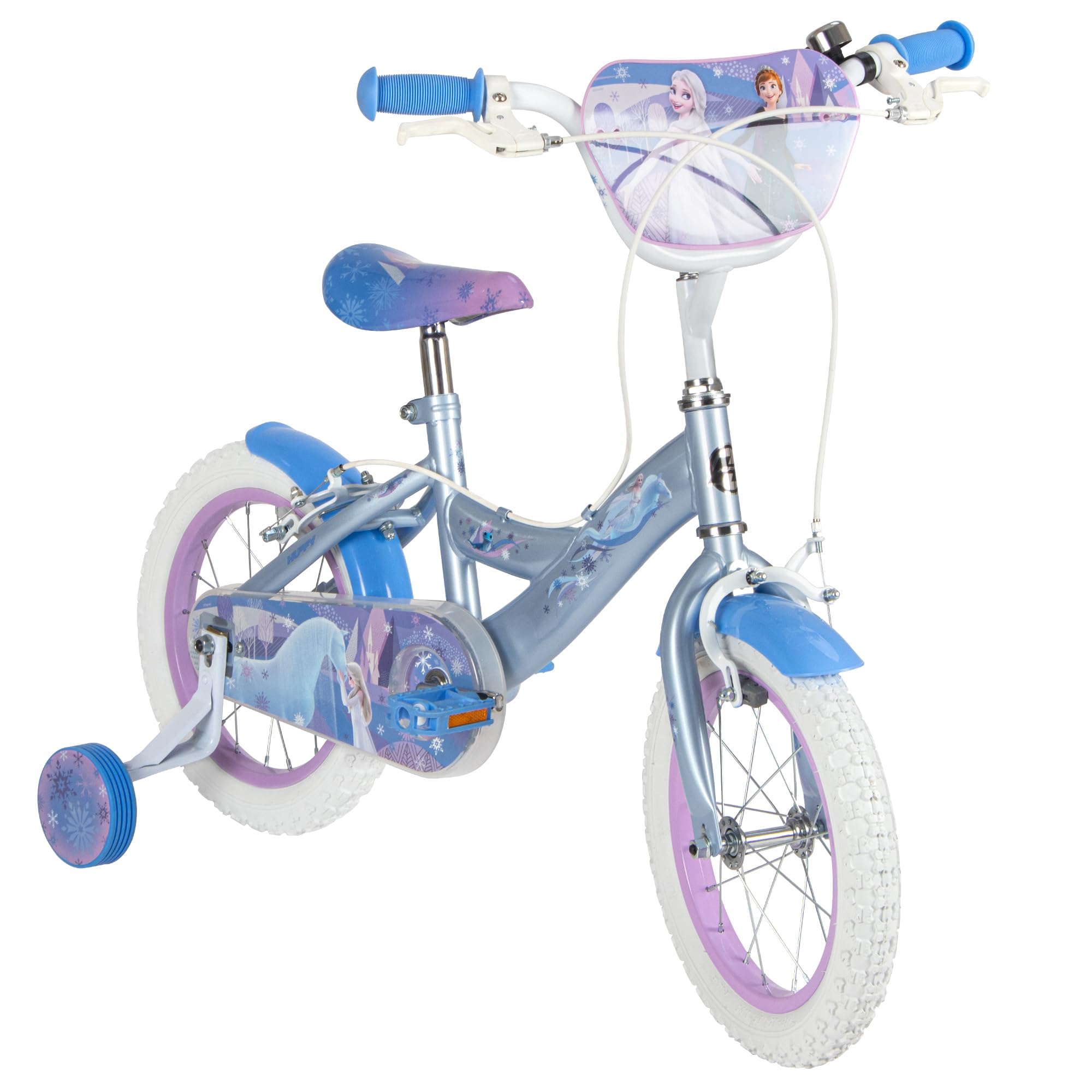 Huffy Disney Frozen, bicicletta per bambini da 12", 14", 16", età 3-9 anni, doppi freni a pinza, stabilizzatori rimovibili, sedile regolabile, blu