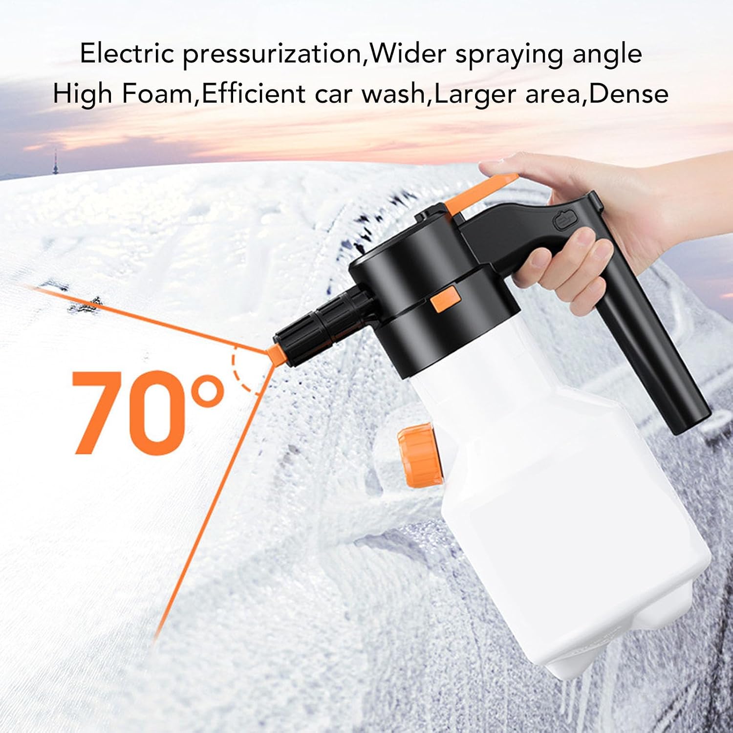 Electric Foam Sprayer, 2L Cordless Handheld Sprayer, Pressurized Foam Applicator with USB Rechargeable & 75 Wide Fan Spray, Ideal for Car Wash, Detailing, Garden & Home
