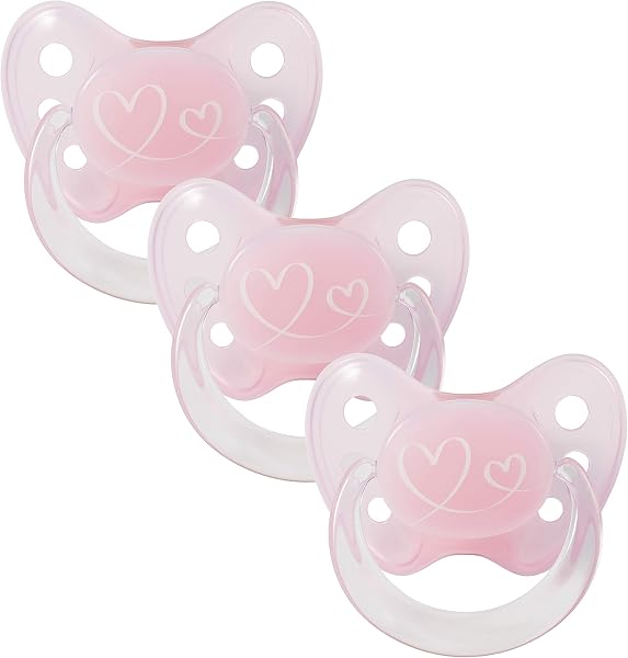 dentistar Set de 3 Chupetes Ortodónticos de Silicona – Talla 1, 0-6 meses – Chupete recien nacido previene la desalineación de los dientes – Libre de BPA – Corazón, Azul - 2