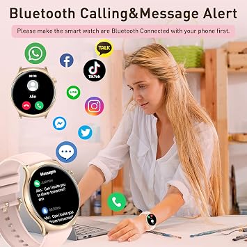 Smart Watches for Women,1.43 & 1.83 HD Watch with Calls and Messages/Heart Rate/Sleep/Female Cycle,Fitness Tracker Smartwatch for Android/iOS Compatible,Pink & Pink/3 Watch Straps