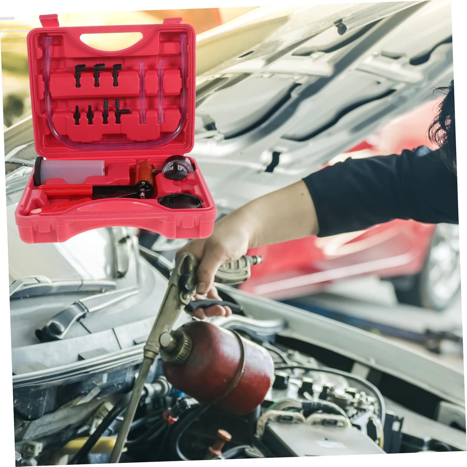 1 Set Manual Vacuum Pump Car Brake Bleeder Kit Efficient Brake Fluid Bleeding Tools for Automotive Maintenance Reliable Handheld Vacuum Pump for Use