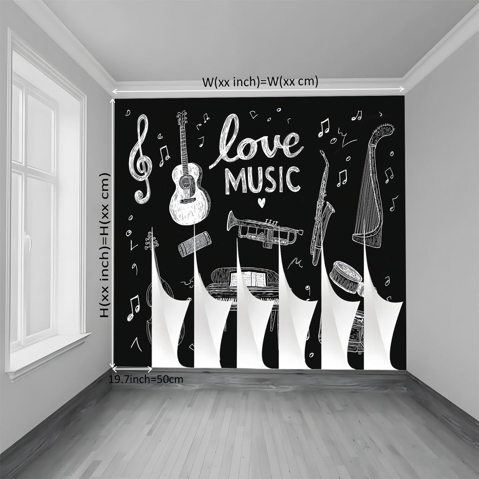 Papel Pintado 3D Música Instrumentos Letras 250An x 175Al cm, Mural de Pared de Tejido no Tejido Moderno para Habitación Infantil Salón - Papel Pintado Decoración Fotográfica Moderna Resistente