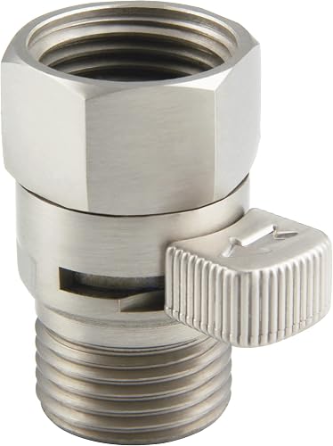 APLusee Shower Head Flow Control Valve, Brass Shut Off Valve with Lever Handle, Brushed Nickel, G1/2 Universal
