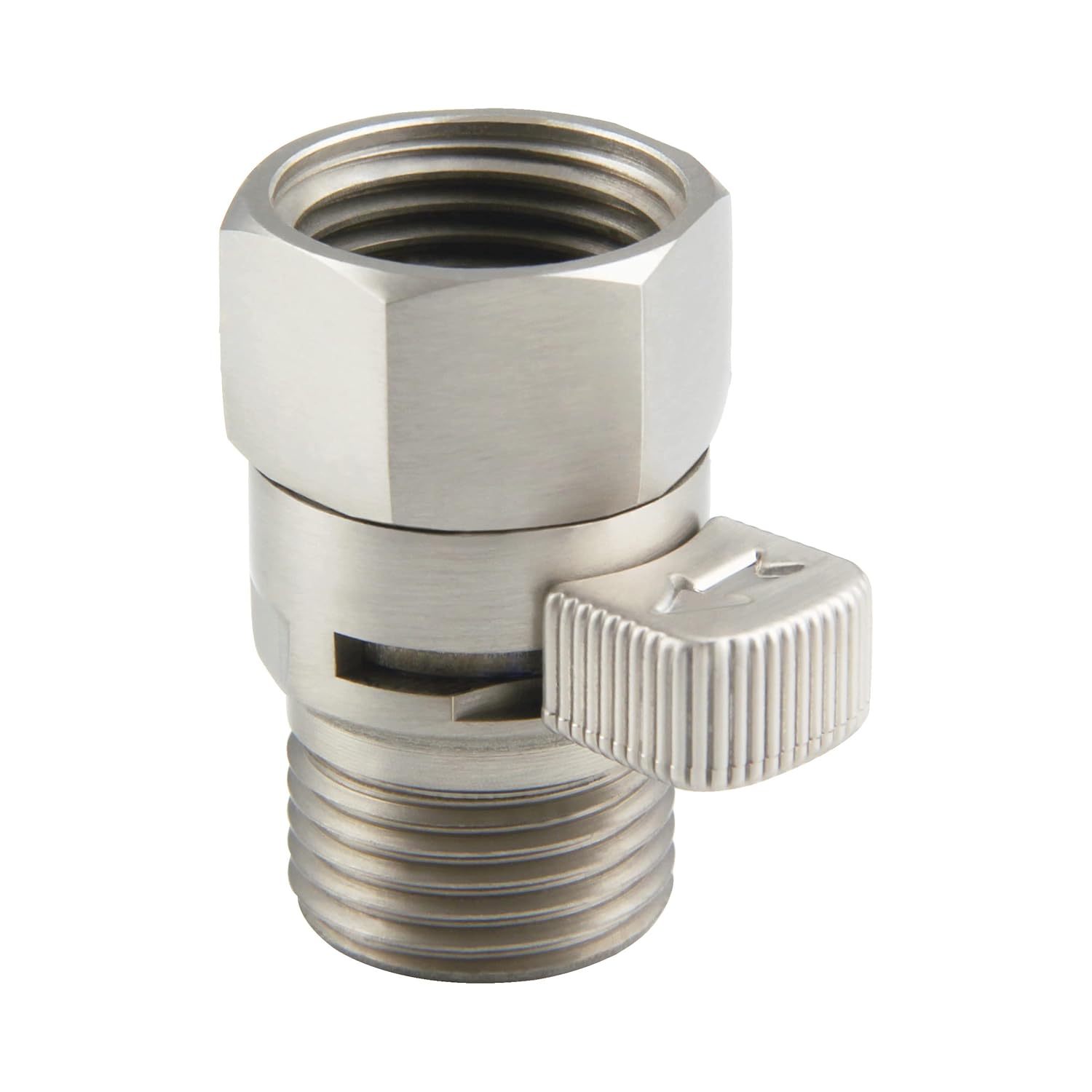 APLusee Shower Head Shut Off Valve Solid Brass Water Flow Restrictor with Adjustable Lever Brushed Nickel