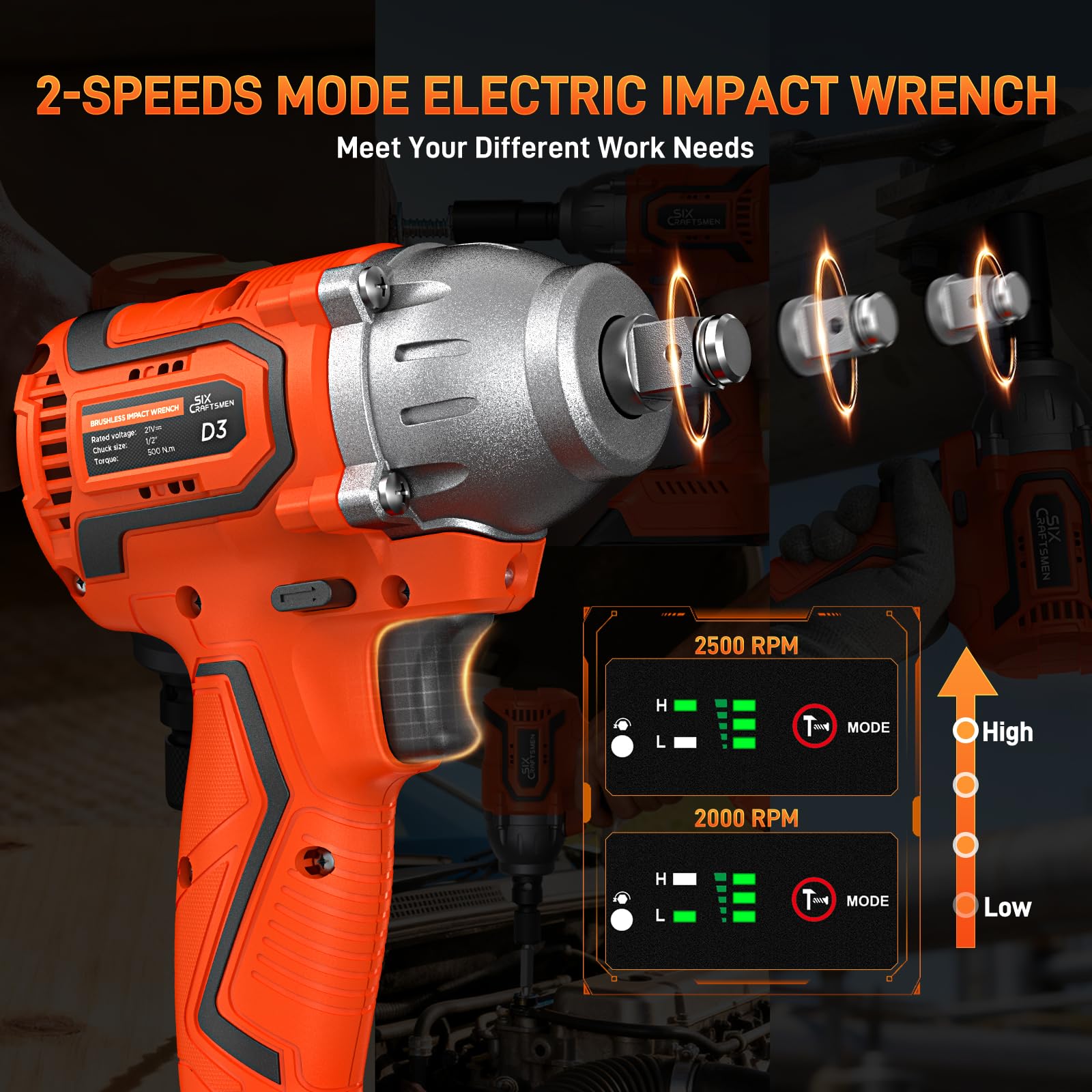 500 N.m Avvitatore a Impulsi Brushless 21V, 1/2" Avvitatore ad Impulsi, Avvitatore a Percussione con Batteria 4.0 Ah, Velocità Regolabile, Ideale per Fai da te, Mobili e Auto Leggere