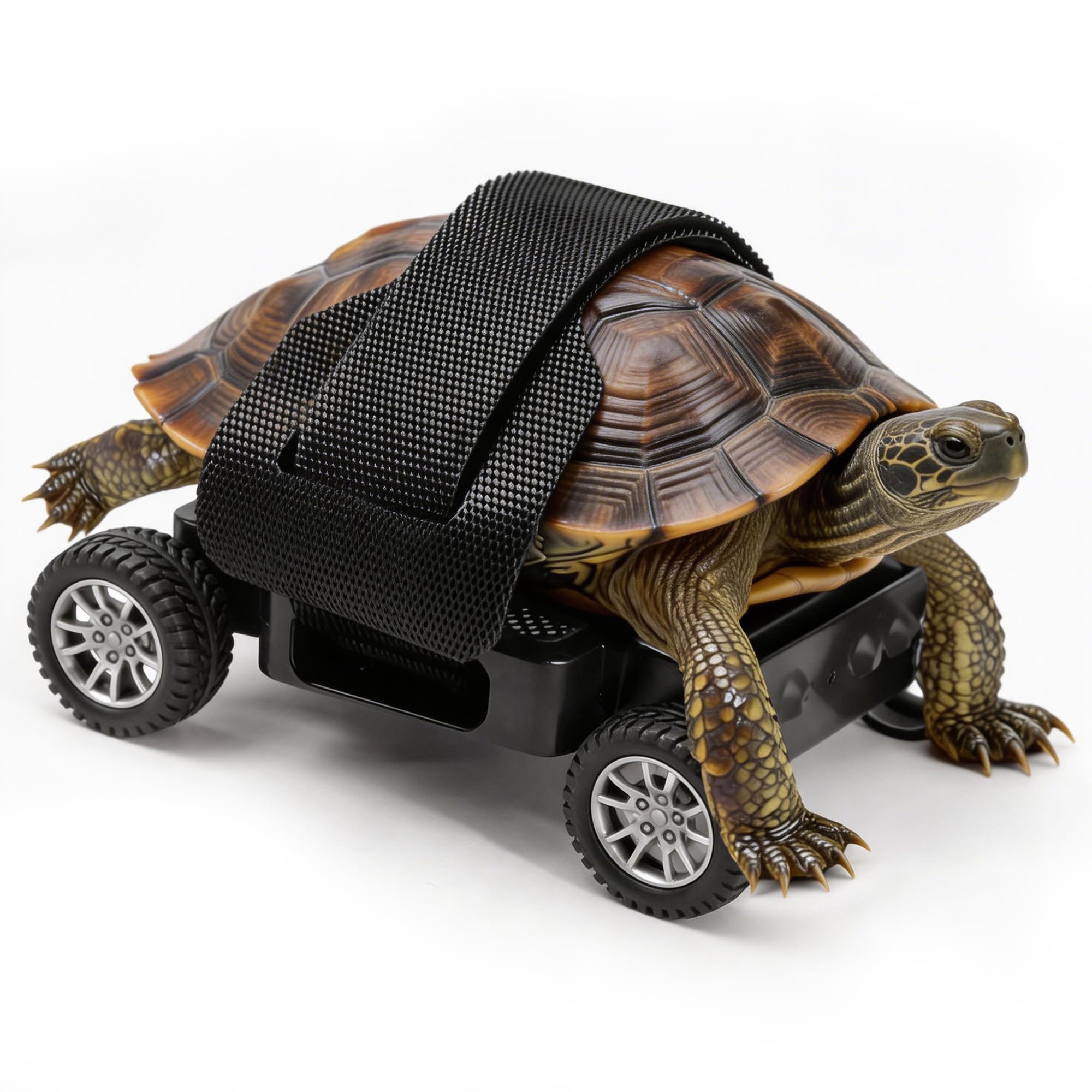 Nelyrho Adjustable Turtle Skateboard Playing and Training Toys Set, Full Wheel Stable Support Velcro Fixing Design, Toy for Small Reptiles & Pets（Größe S）