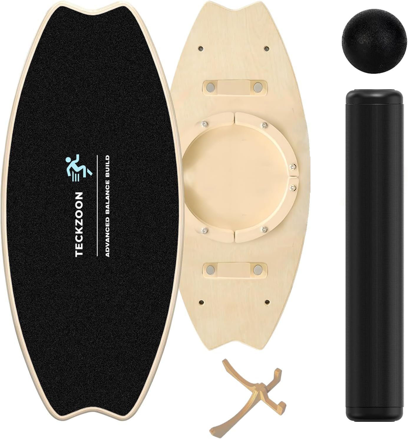 Drewniana deska do balansowania, profesjonalna deska do balansowania z rolką, piłką balansową, podstawką, deską do jazdy na deskorolce i surfingu, do fitnessu, jogi i rehabilitacji