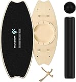 Planche d’Équilibre Bois, Planche d’Équilibre Pro avec Rouleau, Balle d’Équilibre, Support, Planche Multifonction Intérieure de Skateboard & Surf, Planche de Tricks pour Fitness, Yoga & Rééducation - 1