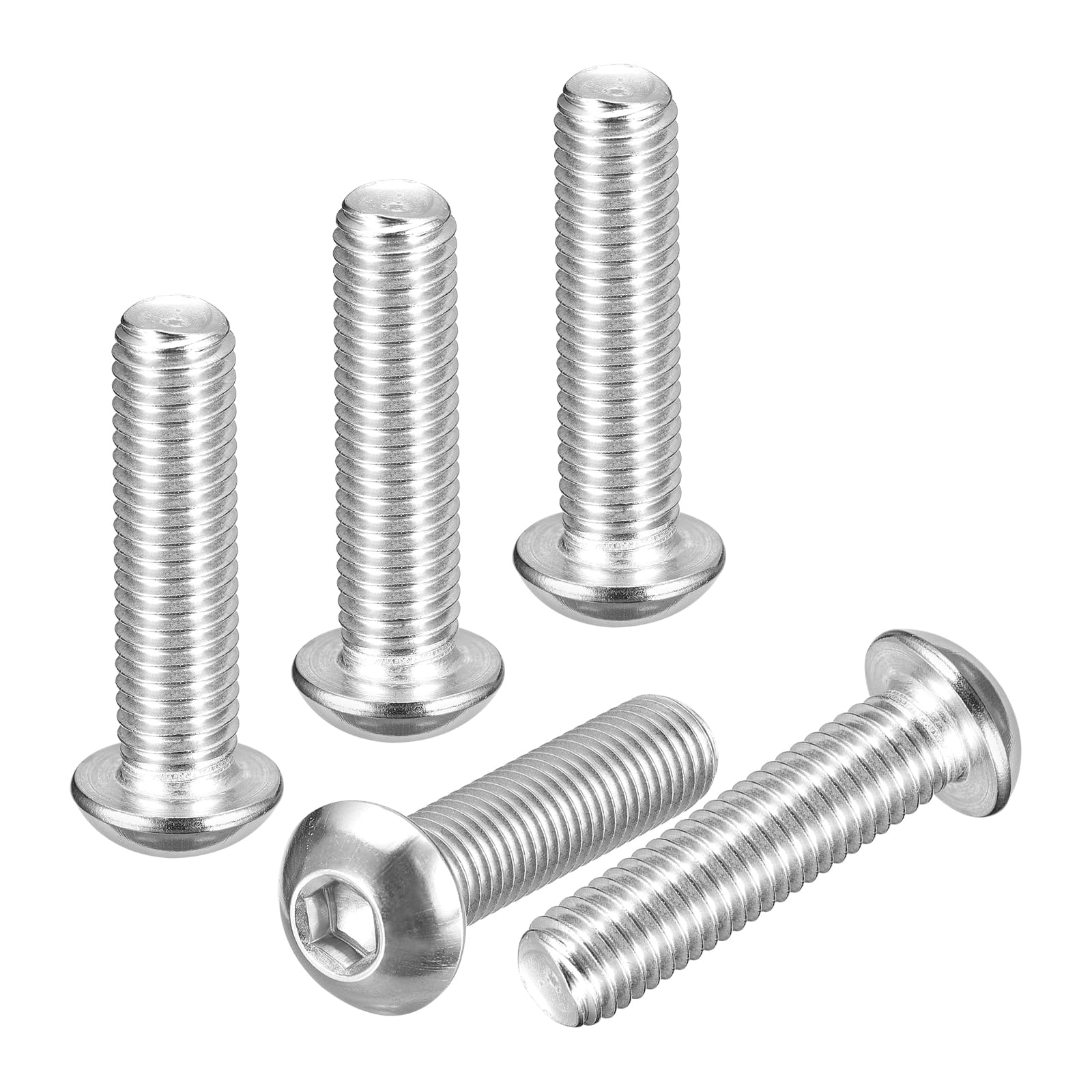 DTGN M10-1.5x40mm Button Head Socket Cap Screws - 5Pack - Good for Road Bicycle, Mountain Bike, Auto, Motorcycle - 304 Stainless Steel Whitewashed - Hex Socket Drive Fasteners — image 1