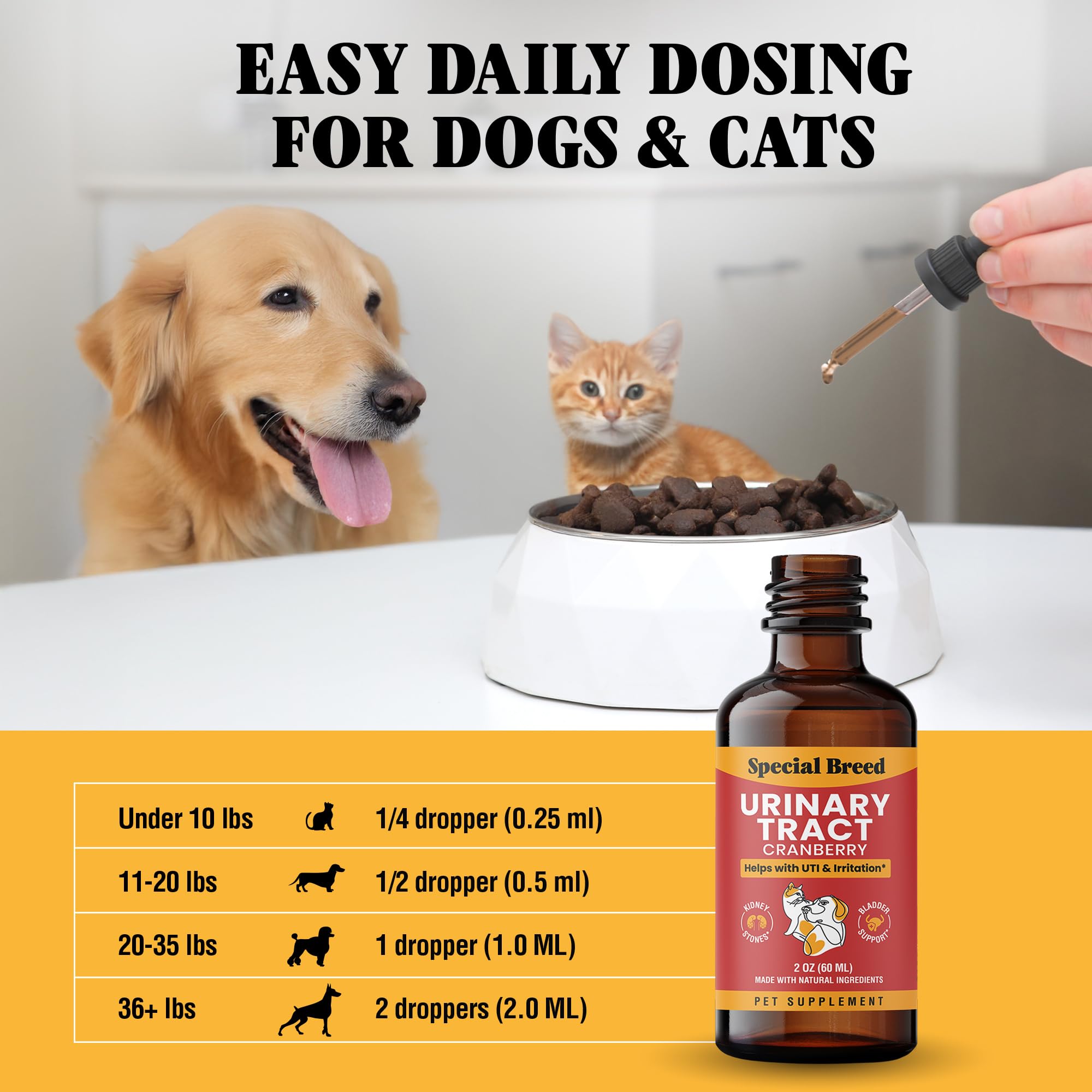 Cat & Dog Urinary Tract Infection Treatment – Natural UTI Relief with Cranberry Drops – Kidney & Bladder Support – Helps Incontinence, Frequent Urination, Bladder Stones – Pet Renal Care Drops — Amazon image 6