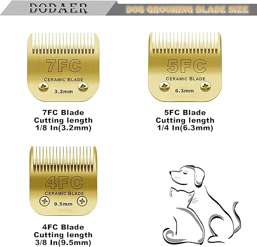 Miniatura 2 de 7FC5FC4FC Juego de cuchillas de cerámica desmontables para el aseo de perros y mascotas, compatible con Andis, Oster A5, Wahl KM10 Series Clippers,