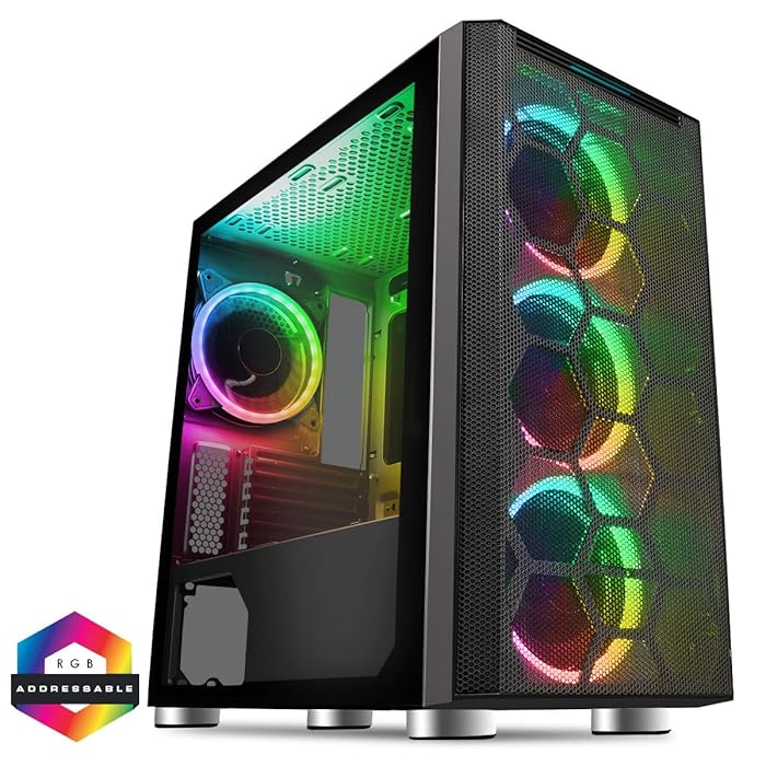 Buy CiT Air ARGB PC Gaming Case, MATX, Mesh Front Panel, High Airflow Performance, 3 Pin AURA