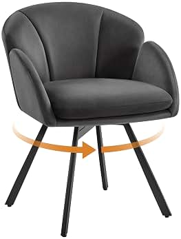 Yaheetech Silla Oficina Giratoria 360°, Sillón Escritorio en Forma de Flor con Cojín Desmontable para Sala de Estar, Dormitorio y Estudio, Color Gris Oscuro