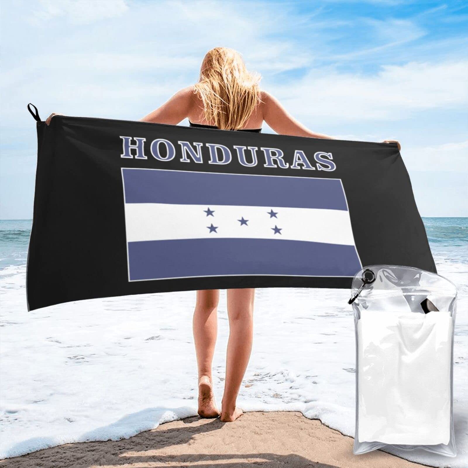 Lawenp Honduras Flag 1 Microfiber Beach Towel Adults Large Quick Drying Bath Towel Travel Towels with Pouch 31.5"x63"