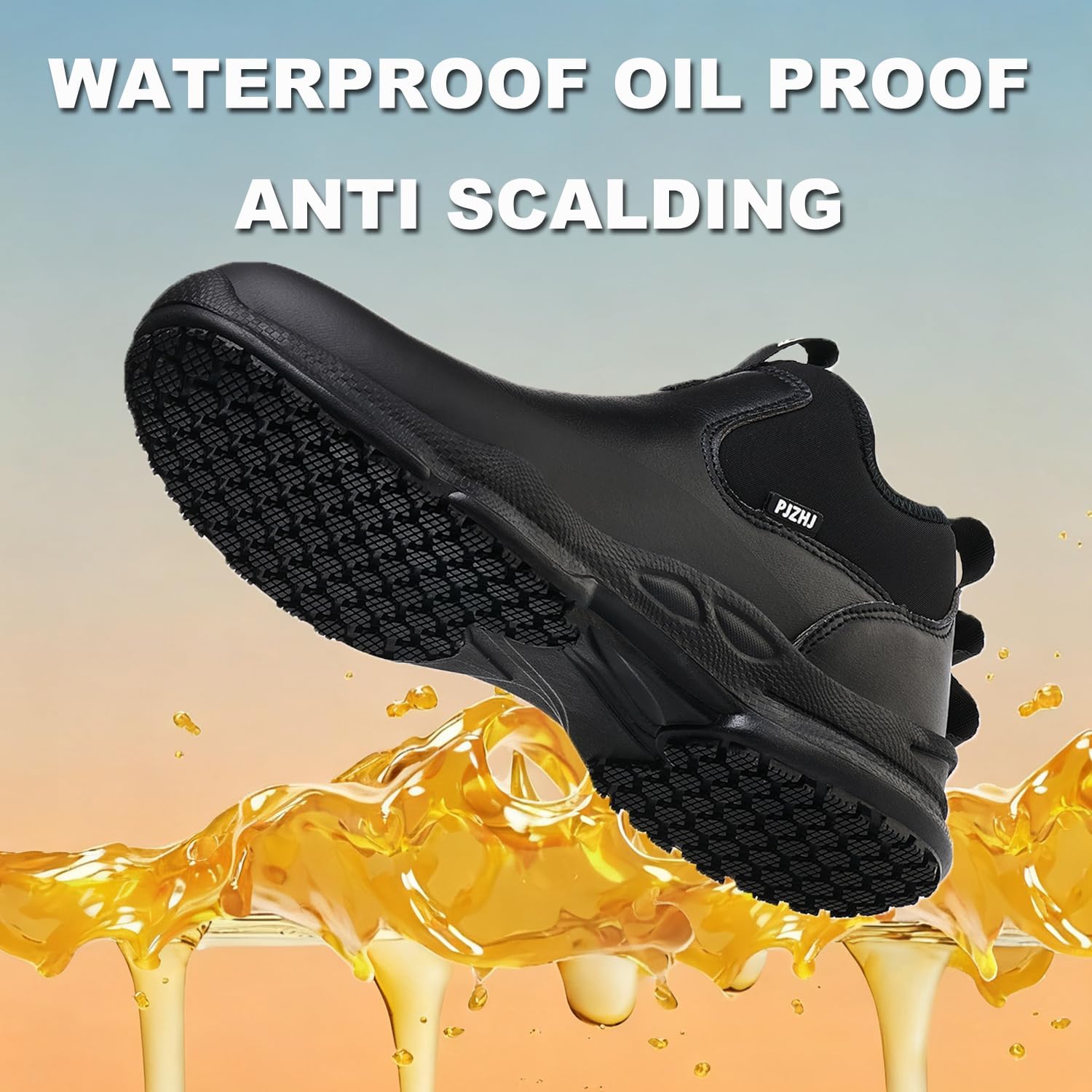 PJZHJ Non Slip Work Shoes for Women Water & Oil Resistant Food Service Shoes Comfortable Slip Resistant Chef Shoe for Restaurant Hospital - Image 3