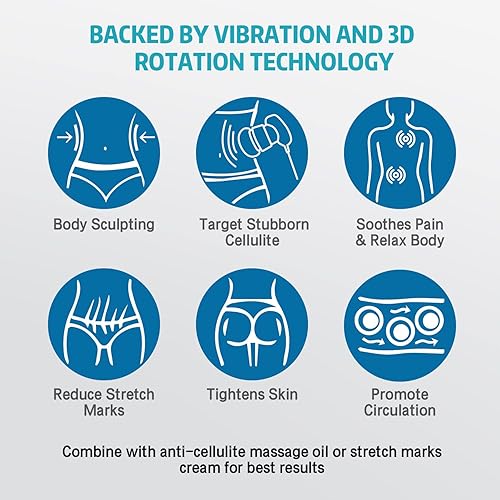 Miniatura 3 de Caytraill Masajeador de celulitis, máquina de escultura corporal, masajeador de escultura corporal con 6 almohadillas lavables, velocidades