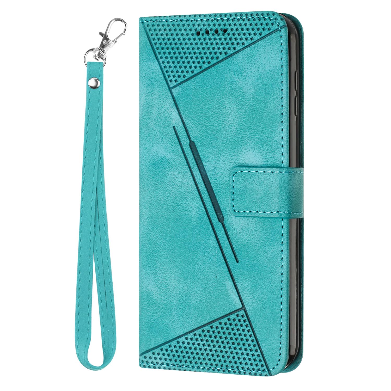Étui portefeuille Google Pixel 8A en cuir vert résistant aux chocs avec cordon - 8