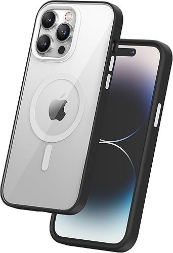 Vista 15 de FLOLAB Surtect Tri-Fusion - Funda magnética para iPhone 14 Pro, diseño delgado, compatible con Magsafe, marco negro de grado militar, color naranja