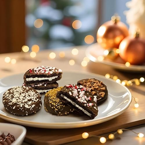 Miniatura 3 de Cesta de regalo de galletas gourmet, 12 galletas prémium con chocolate con leche y sabores surtidos, ideal para regalos de Navidad, cumpleaños y